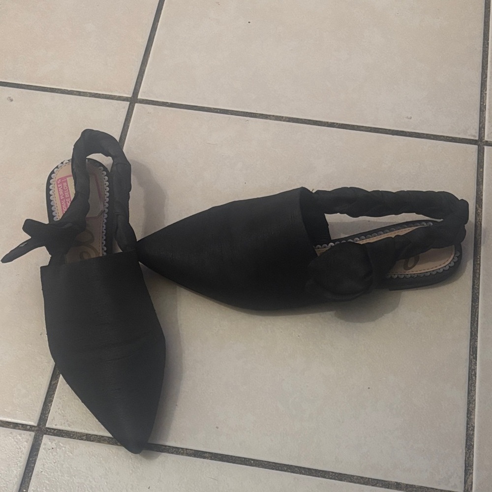 Sam Edelman Black Pointed Braided Slingback Flats